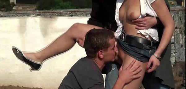  A cute blond teen girl public fucking with 2 guys in public with oral deep throat blowjob and vaginal sexual threesome intercourse with vaginal pussy fuck while random strangers see them during this exciting adult adventure recorded on a video